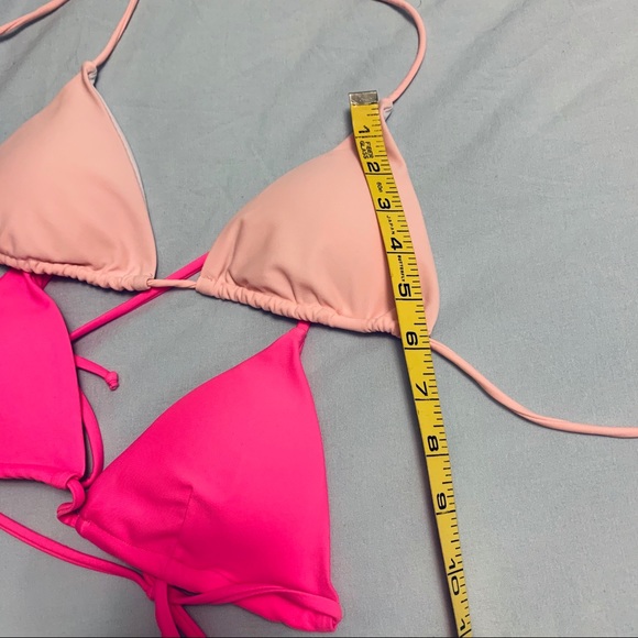 Set of 2 Pink Halter Triangle Bikini Tops - Picture 7 of 8